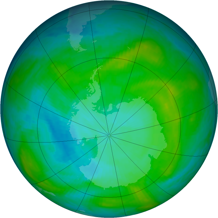 Antarctic ozone map for 06 February 1983